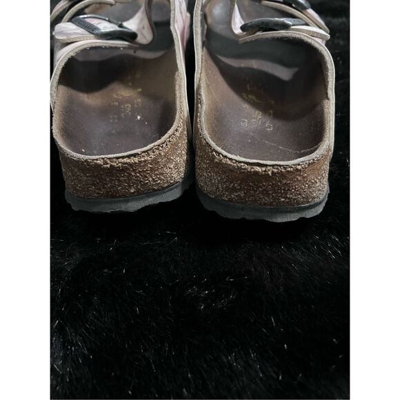 Papillio Birkenstock Sandals Brown Floral Pattern Unisex L7 M5 - Picture 5 of 6